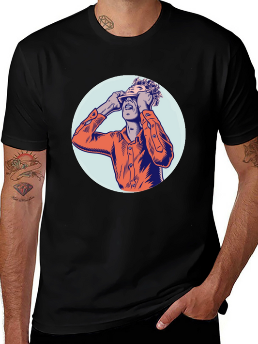 Graphic Tee with Man Peeling Face Design