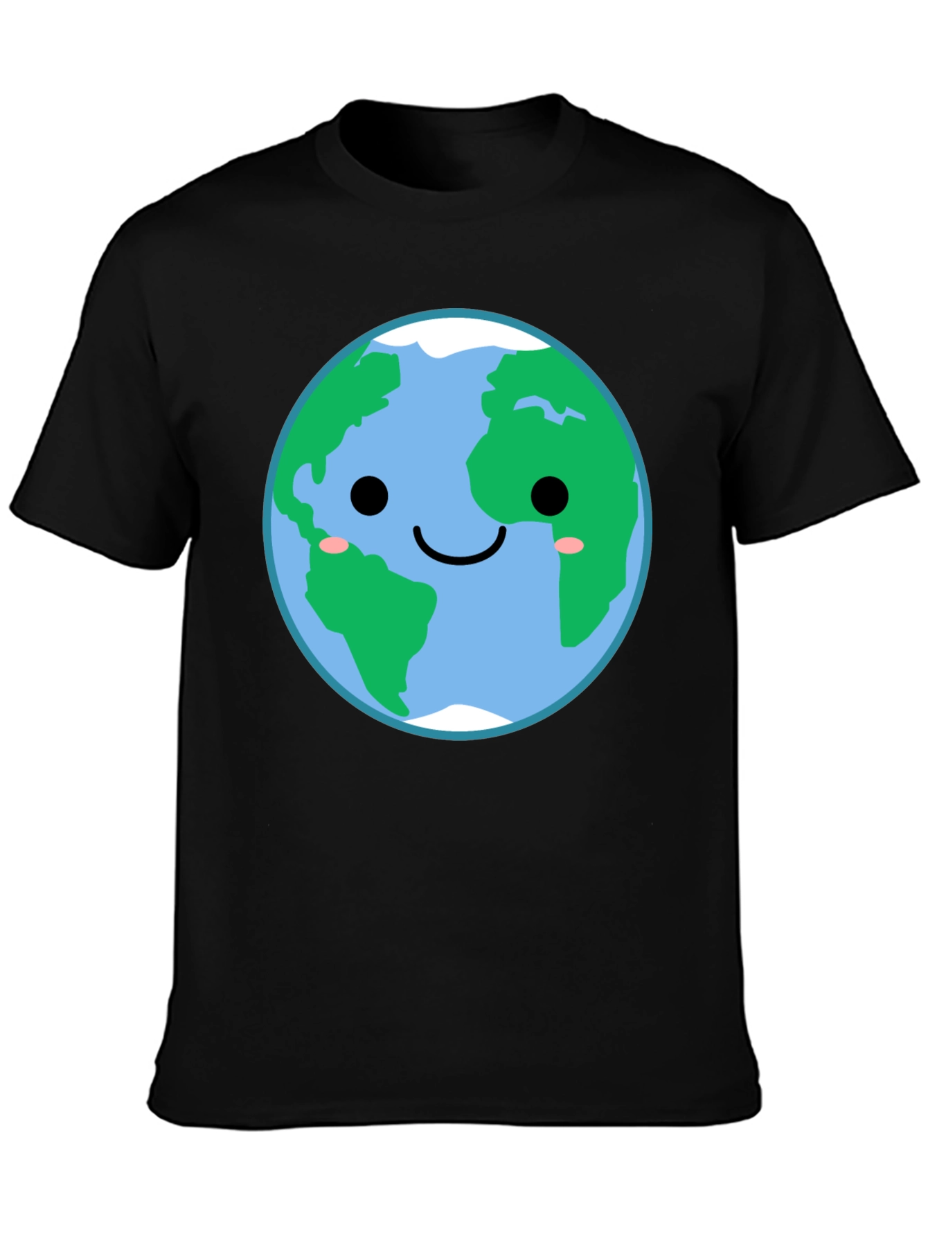 Cute Earth Graphic Tee - Black Crewneck Shirt
