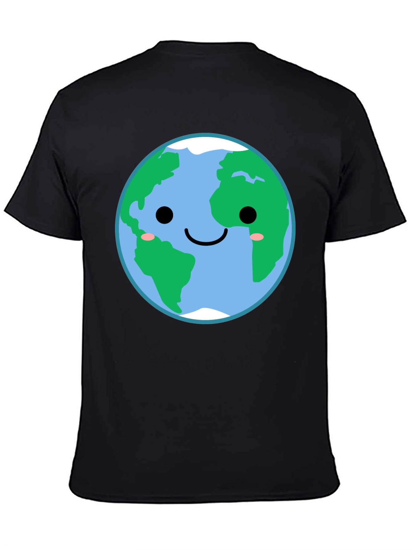 Cute Earth Graphic Tee - Black Crewneck Shirt