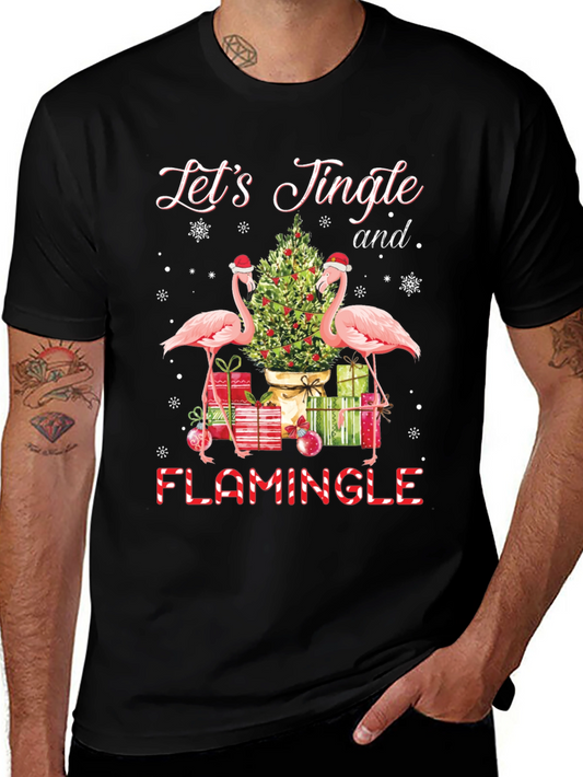 Festive Flamingo Christmas Graphic Tee