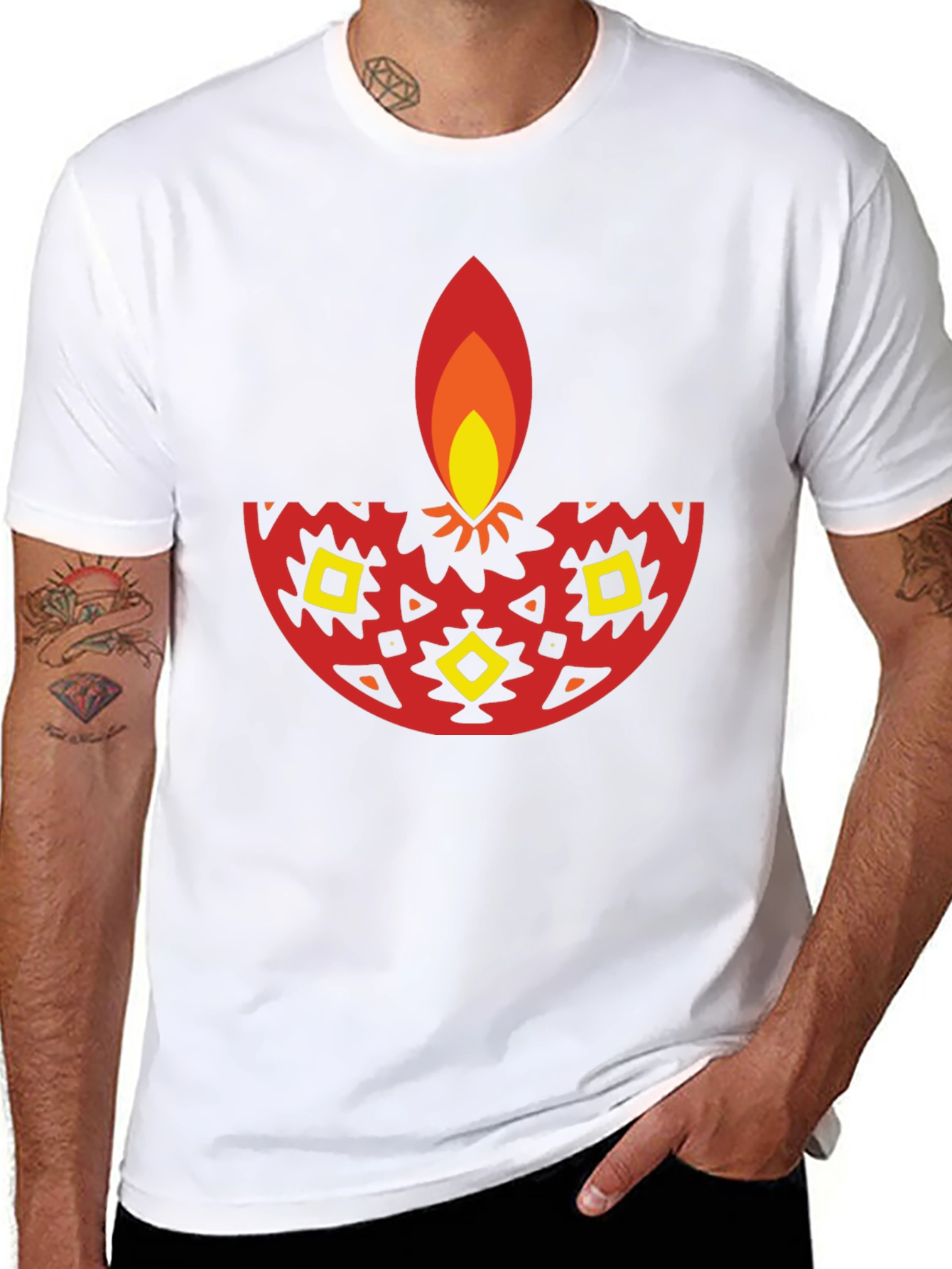 Diwali Graphic Tee - Black Cotton Blend T-Shirt