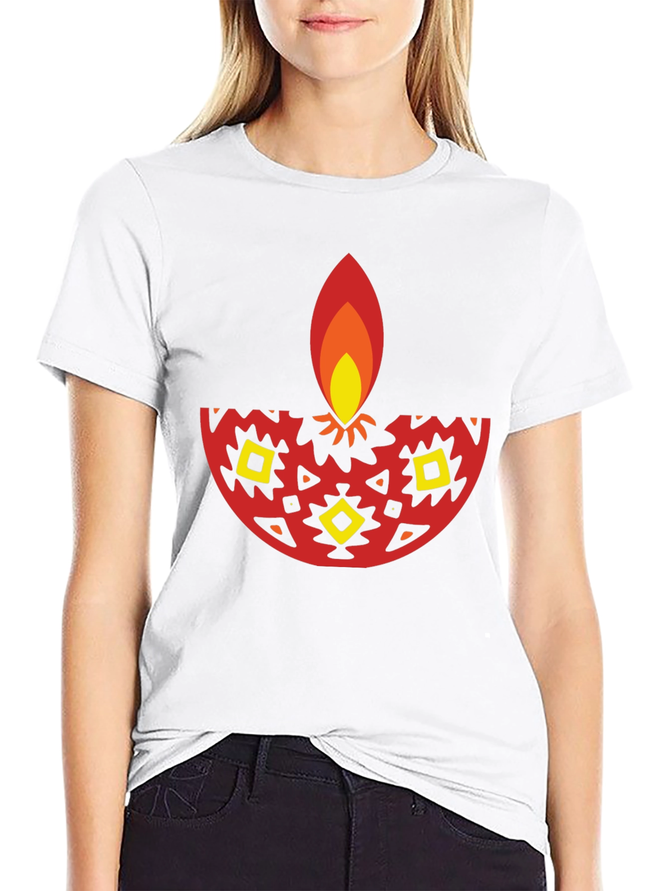 Diwali Graphic Tee - Black Cotton Blend T-Shirt