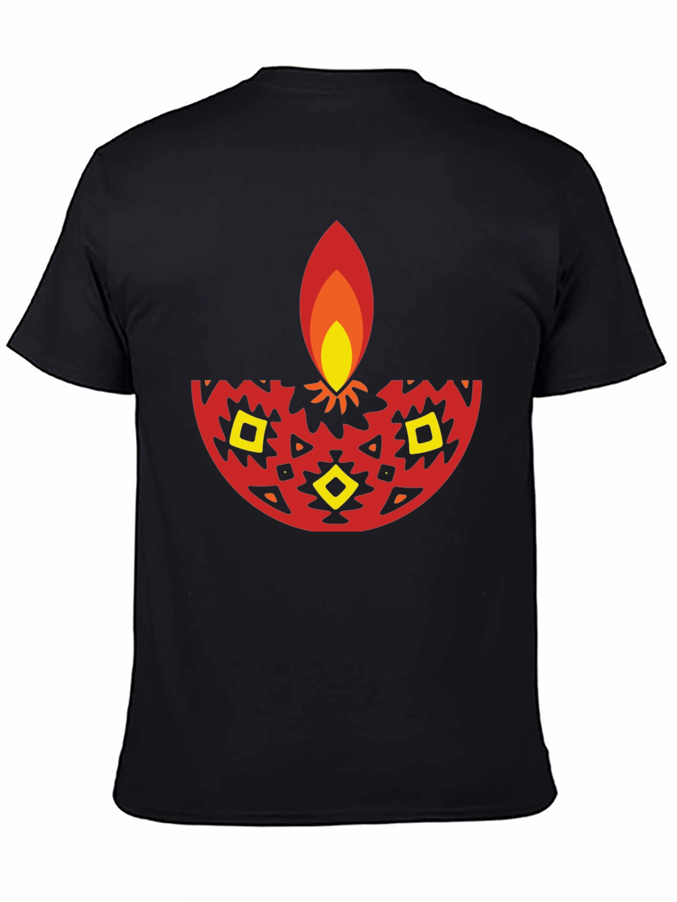 Diwali Graphic Tee - Black Cotton Blend T-Shirt