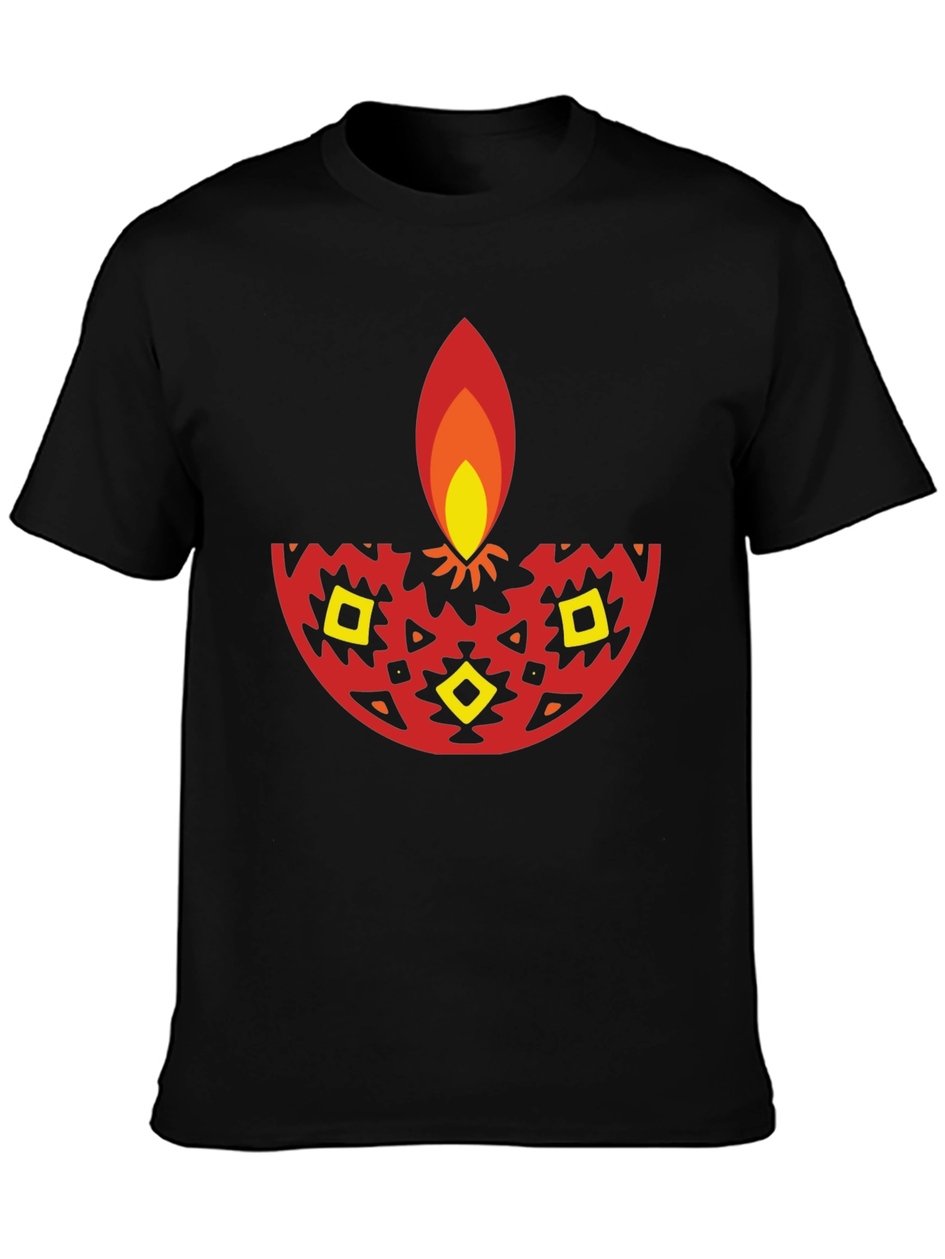Diwali Graphic Tee - Black Cotton Blend T-Shirt