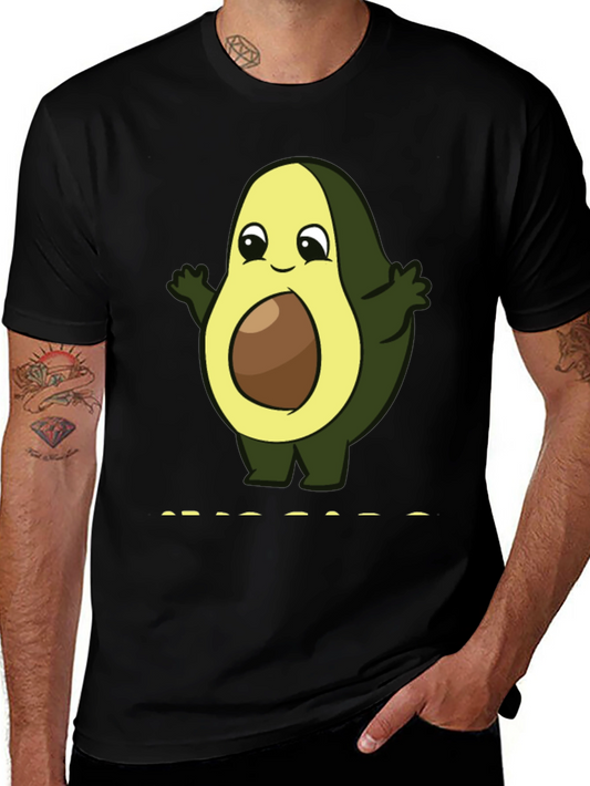 Cute Avocado Cartoon T-Shirt - Black