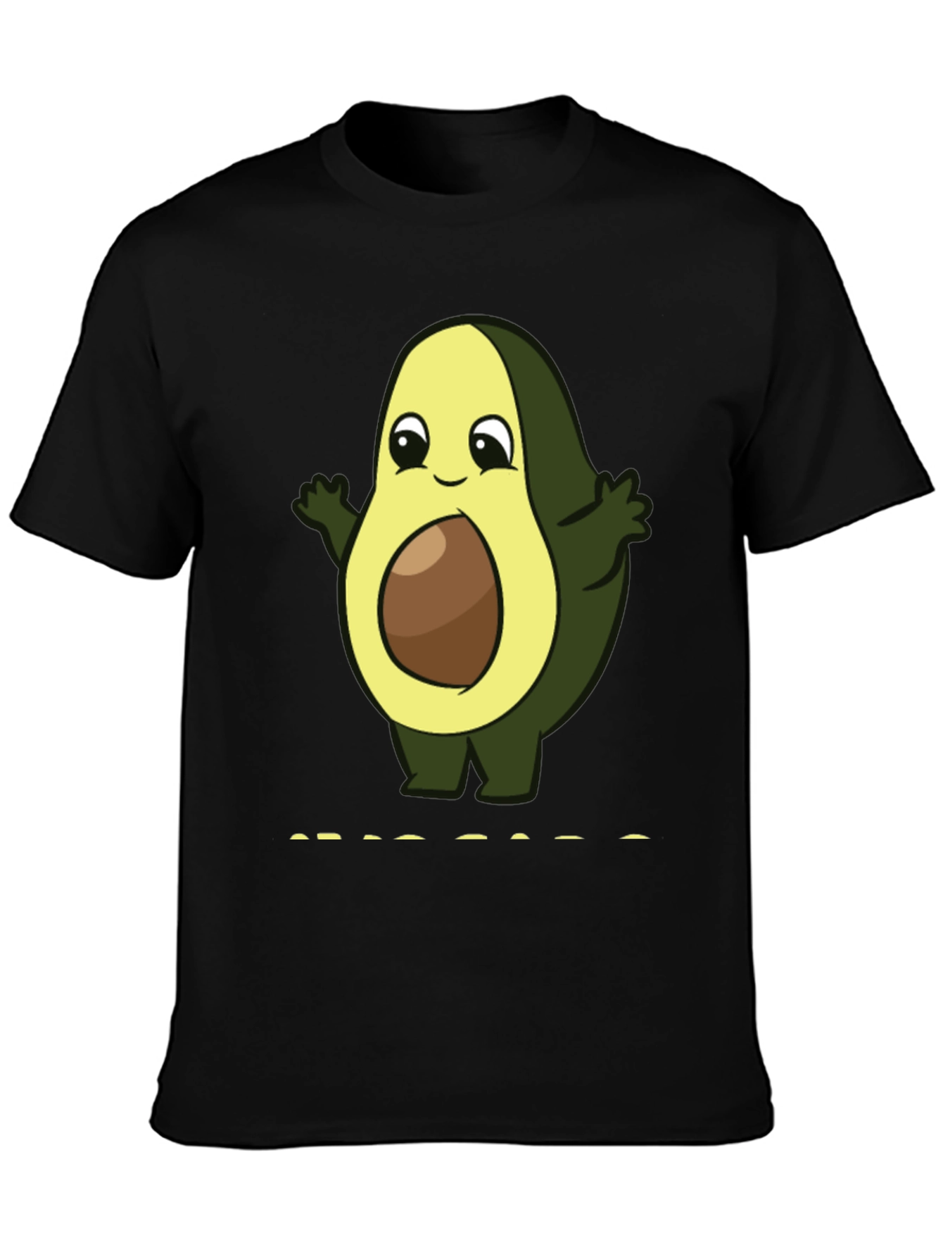 Cute Avocado Cartoon T-Shirt - Black