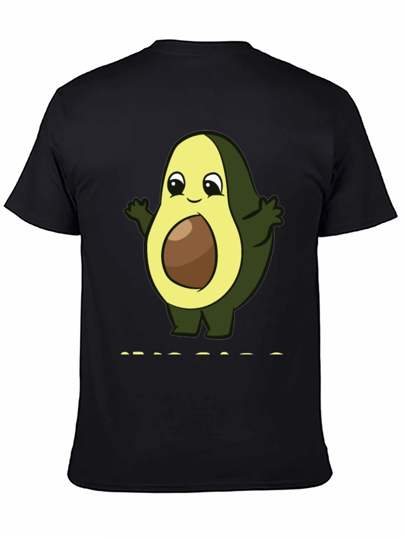 Cute Avocado Cartoon T-Shirt - Black