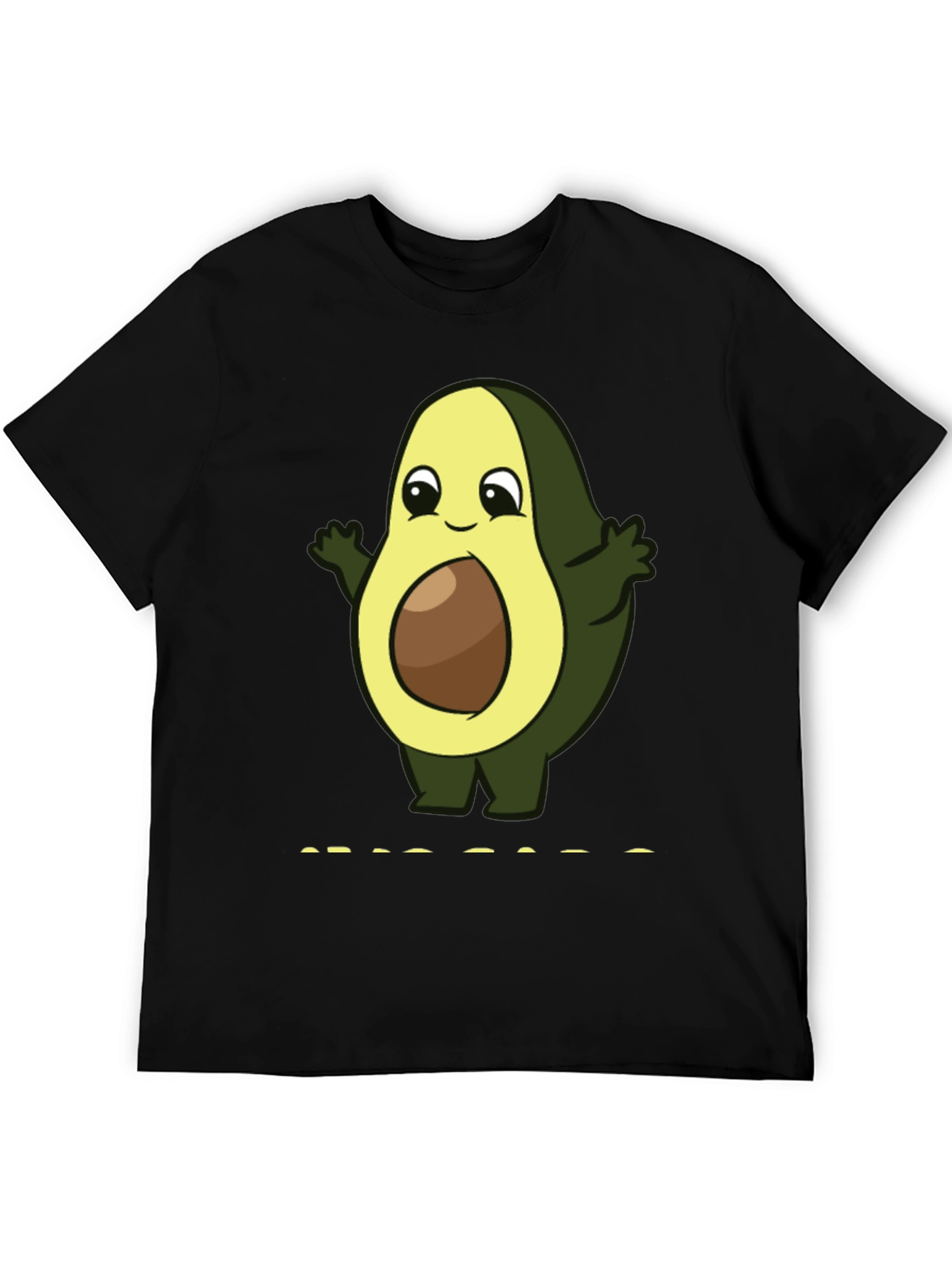 Cute Avocado Cartoon T-Shirt - Black