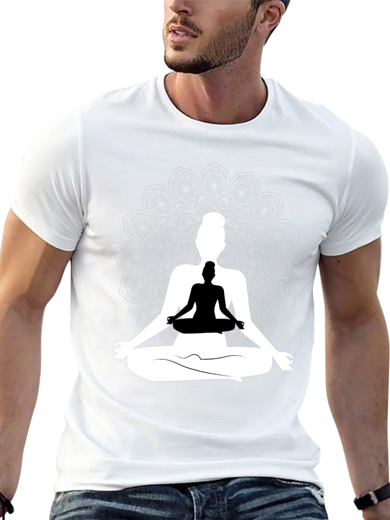 Meditative Mandala Graphic Tee - Black