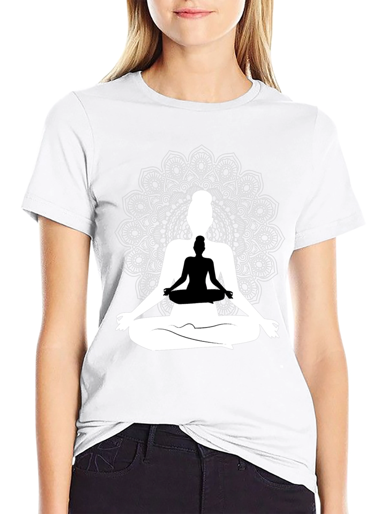 Meditative Mandala Graphic Tee - Black