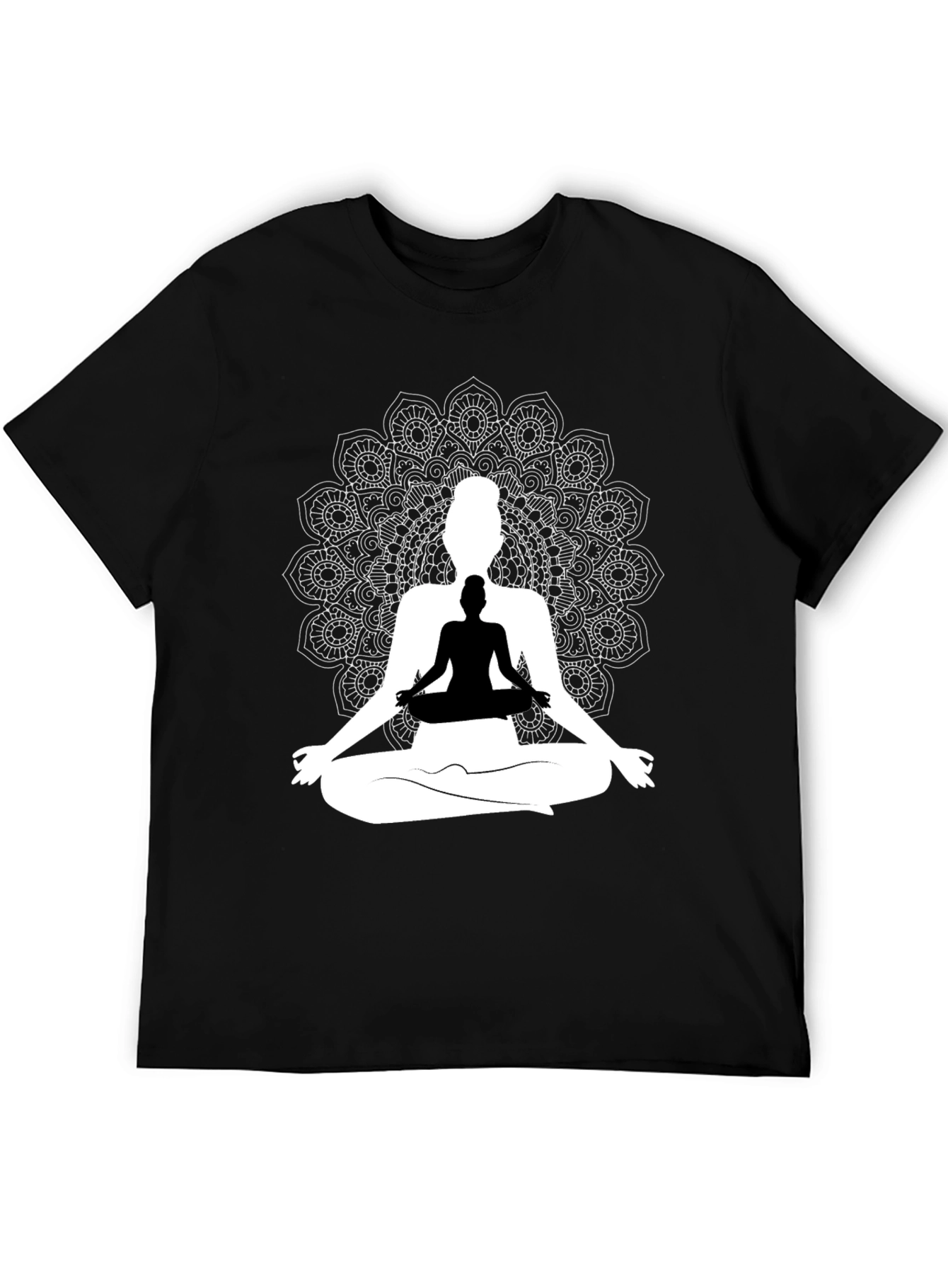Meditative Mandala Graphic Tee - Black