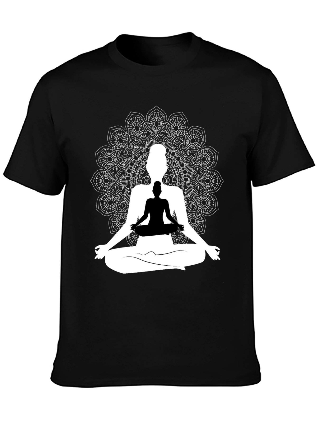 Meditative Mandala Graphic Tee - Black