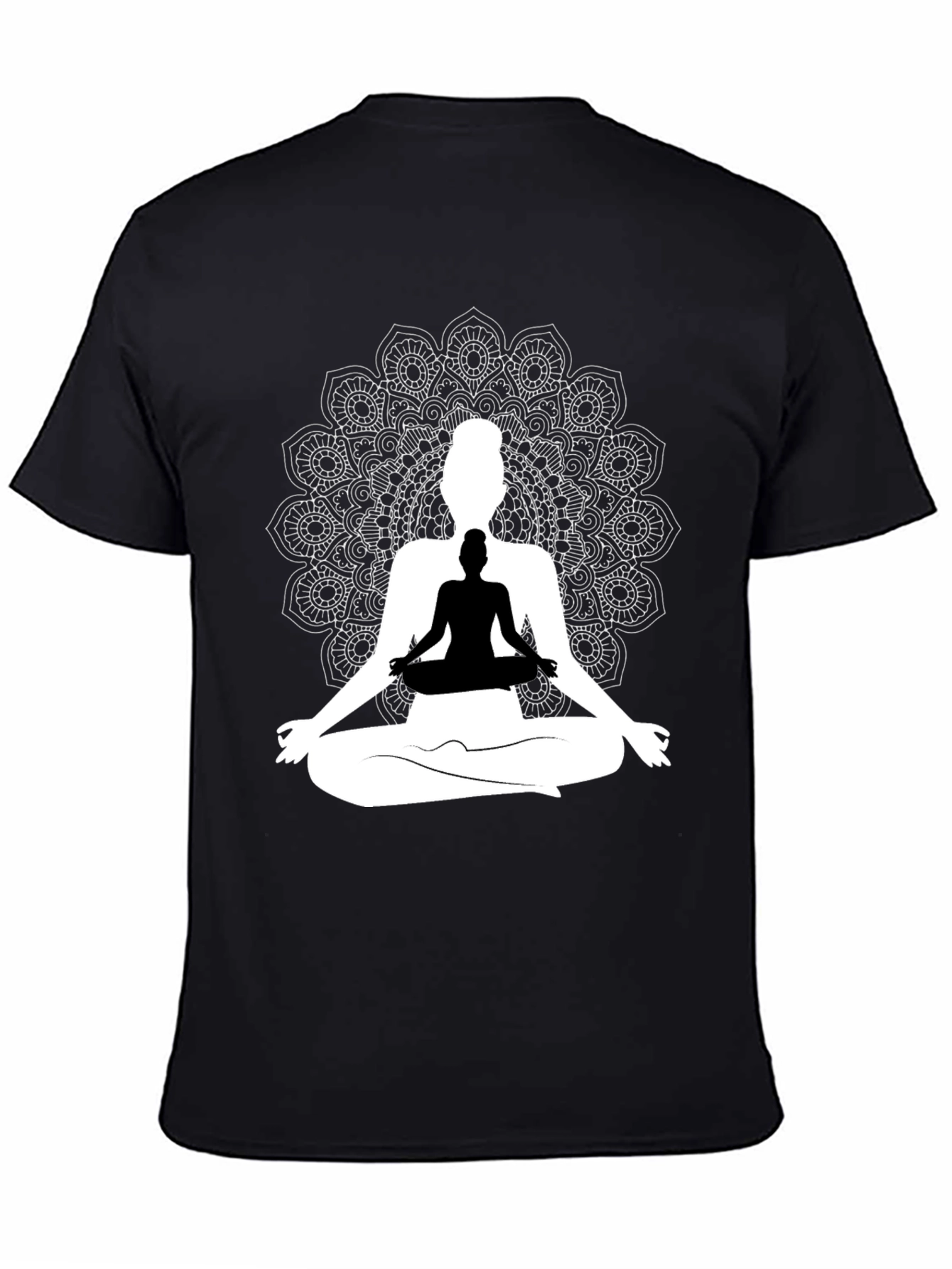 Meditative Mandala Graphic Tee - Black