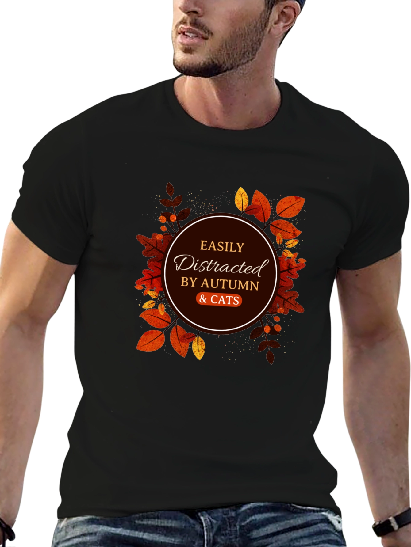 Autumn & Cats Graphic Tee - Easily Distracted T-Shirt