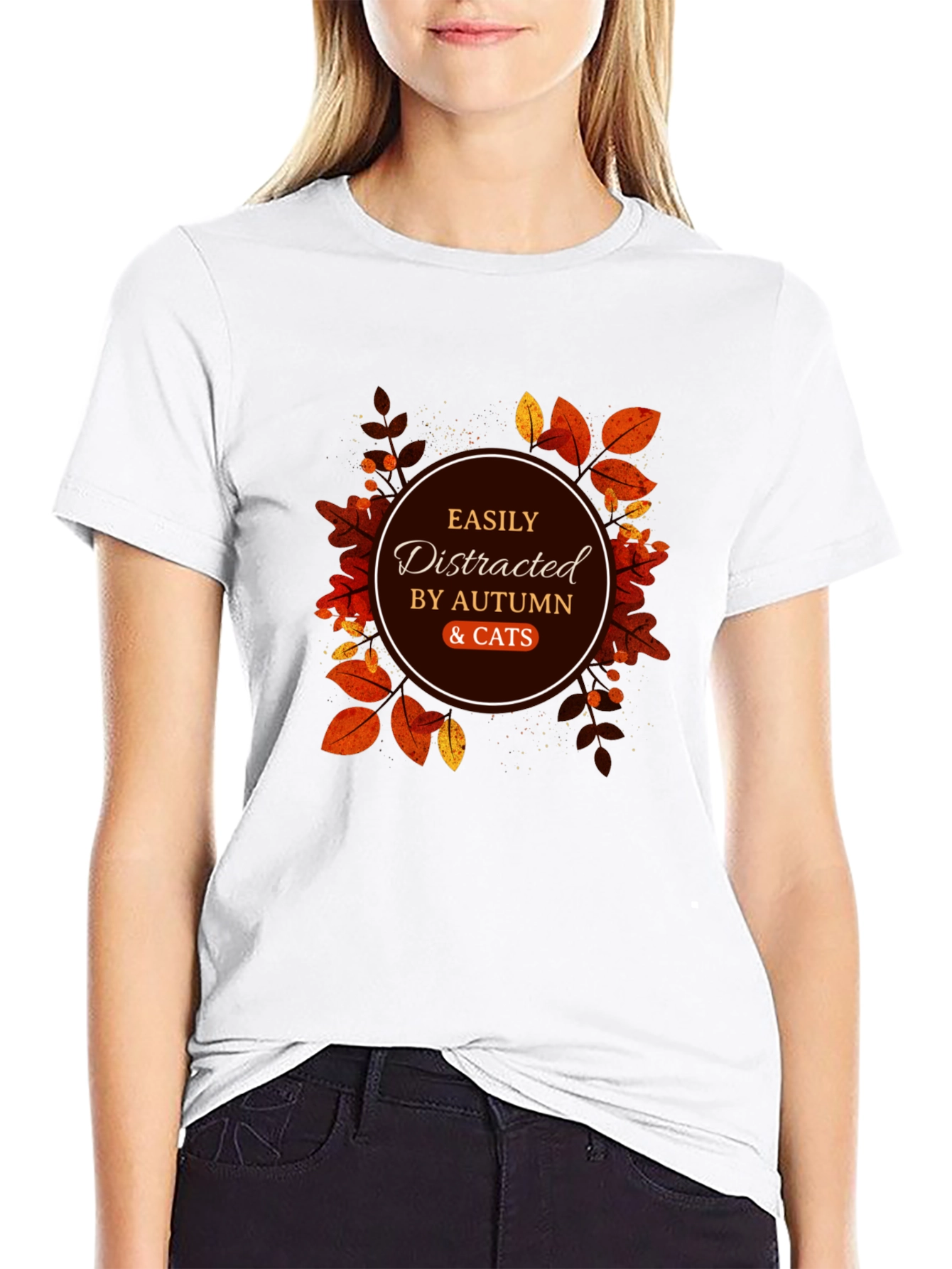 Autumn & Cats Graphic Tee - Easily Distracted T-Shirt