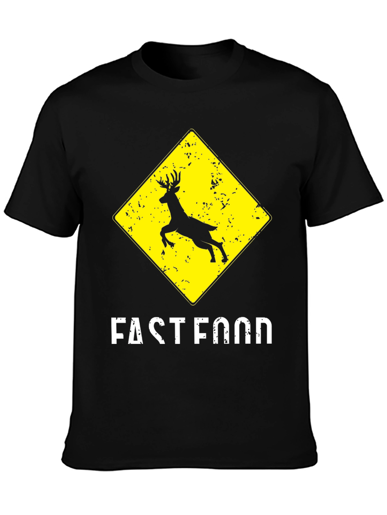 Fast Food Deer Crossing Graphic T-Shirt