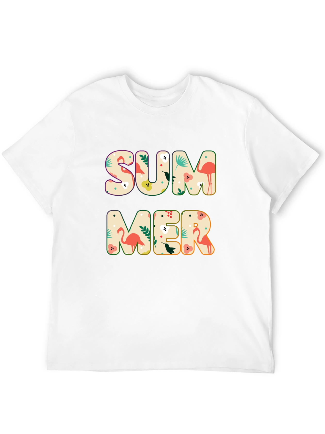 Summer Flamingo Print Black T-Shirt
