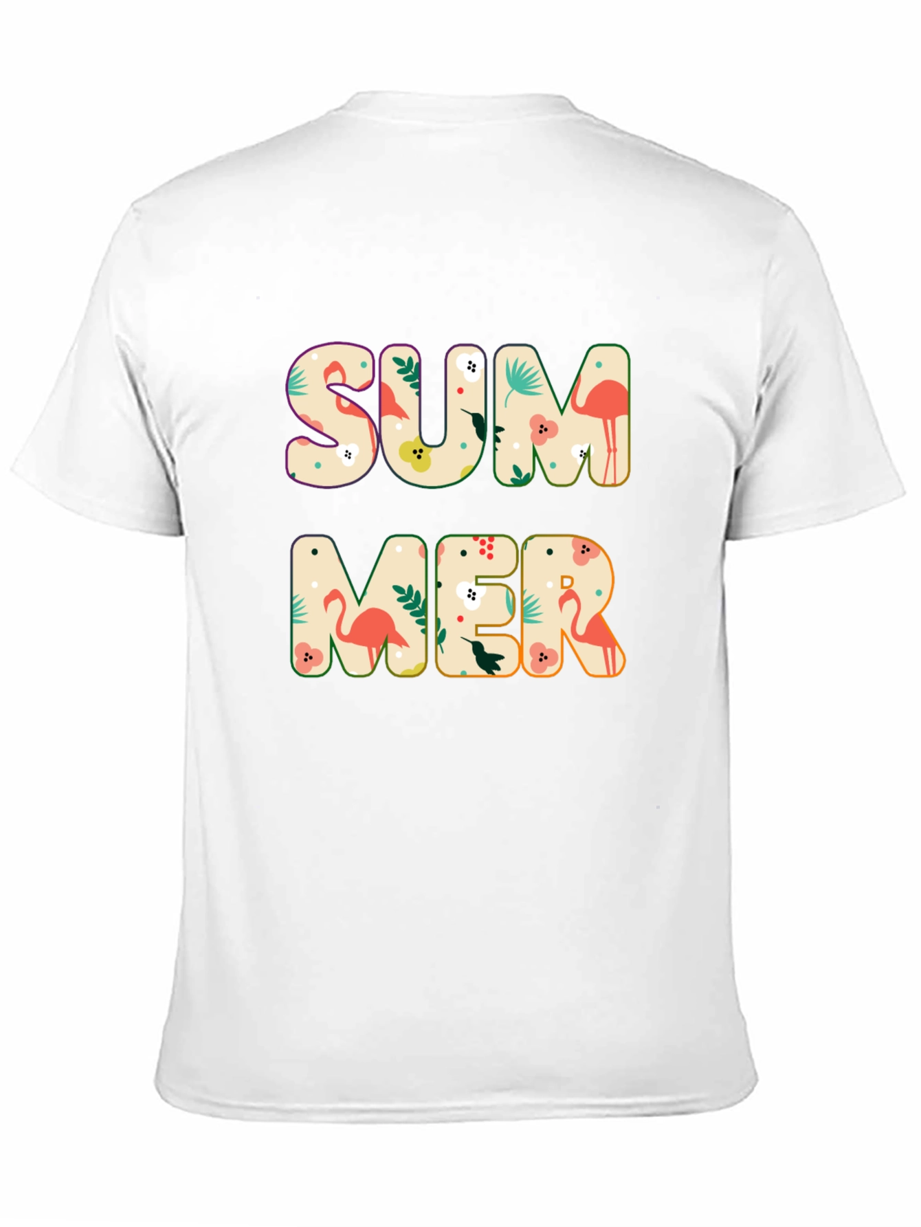 Summer Flamingo Print Black T-Shirt