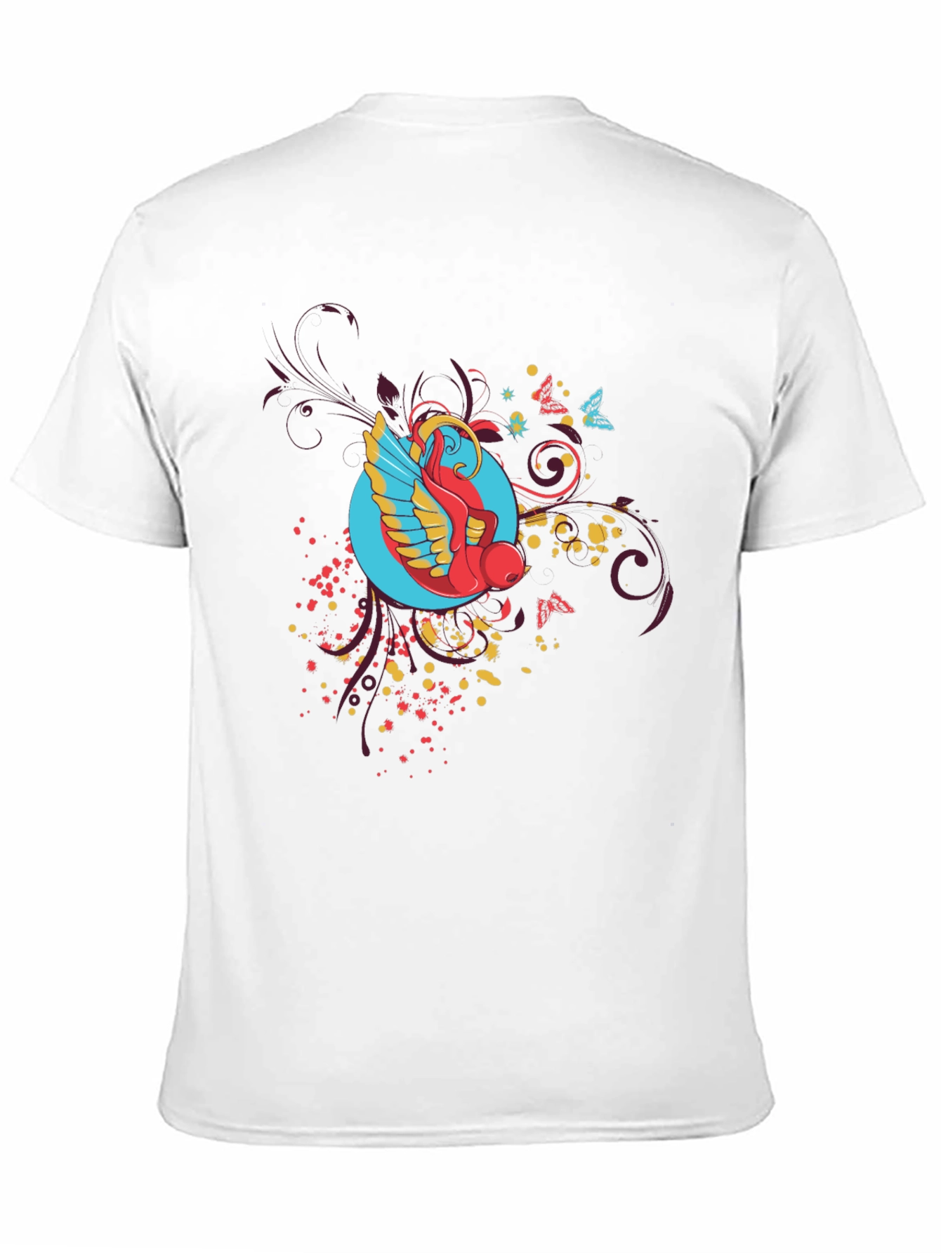 Abstract Bird Graphic Black T-Shirt