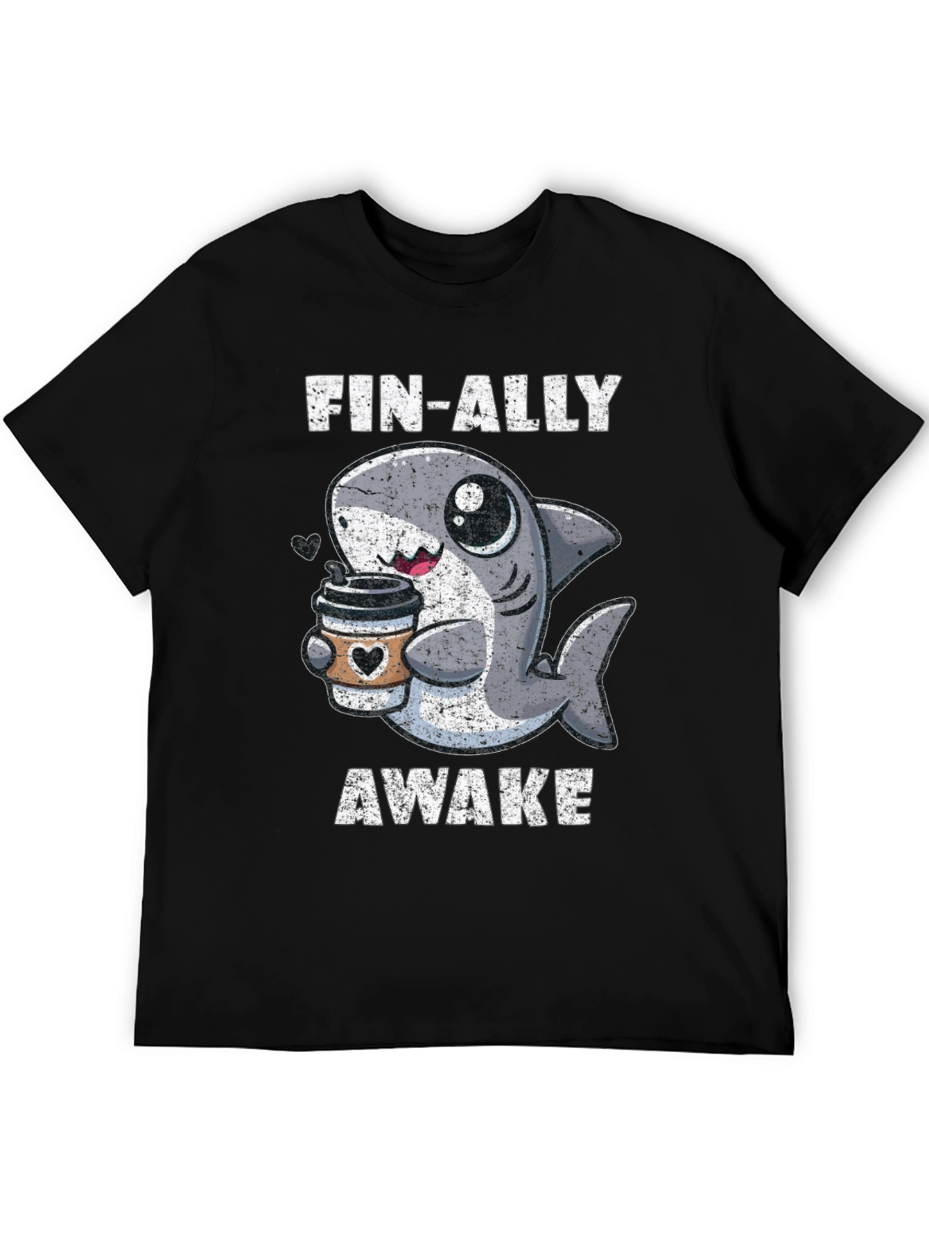 Fin-Ally Awake Shark Coffee T-Shirt