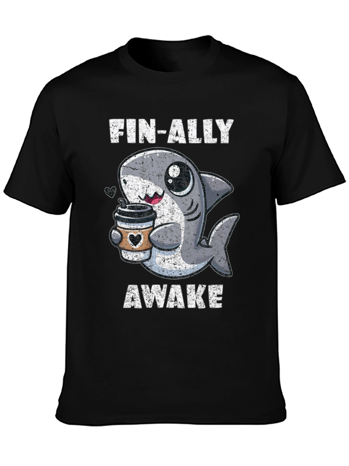 Fin-Ally Awake Shark Coffee T-Shirt