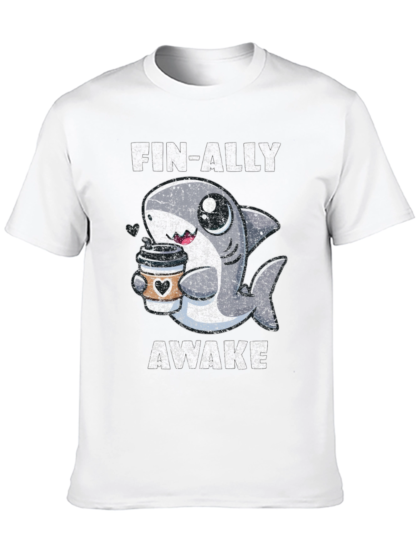 Fin-Ally Awake Shark Coffee T-Shirt