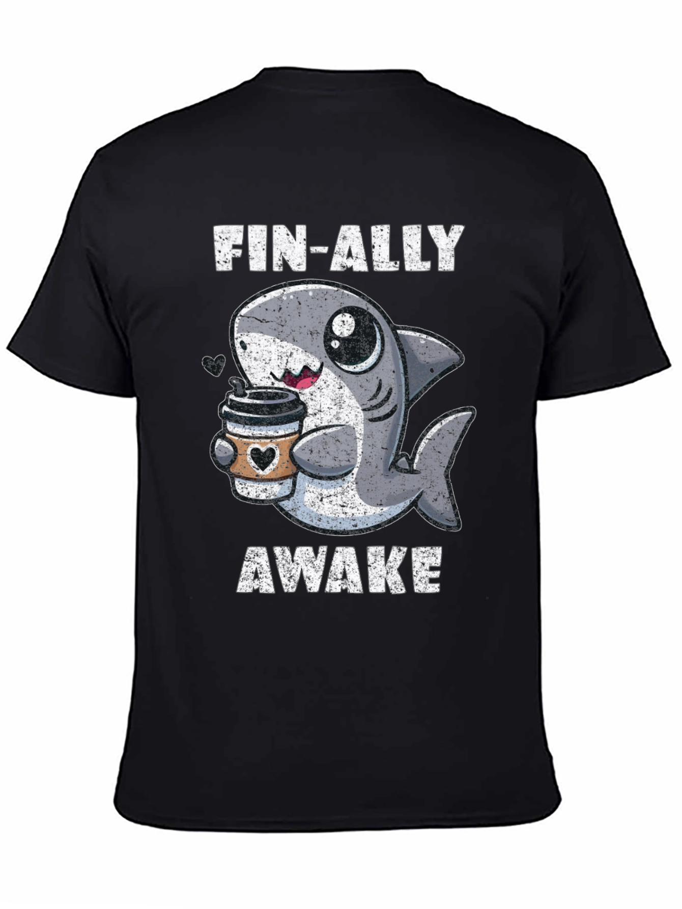 Fin-Ally Awake Shark Coffee T-Shirt