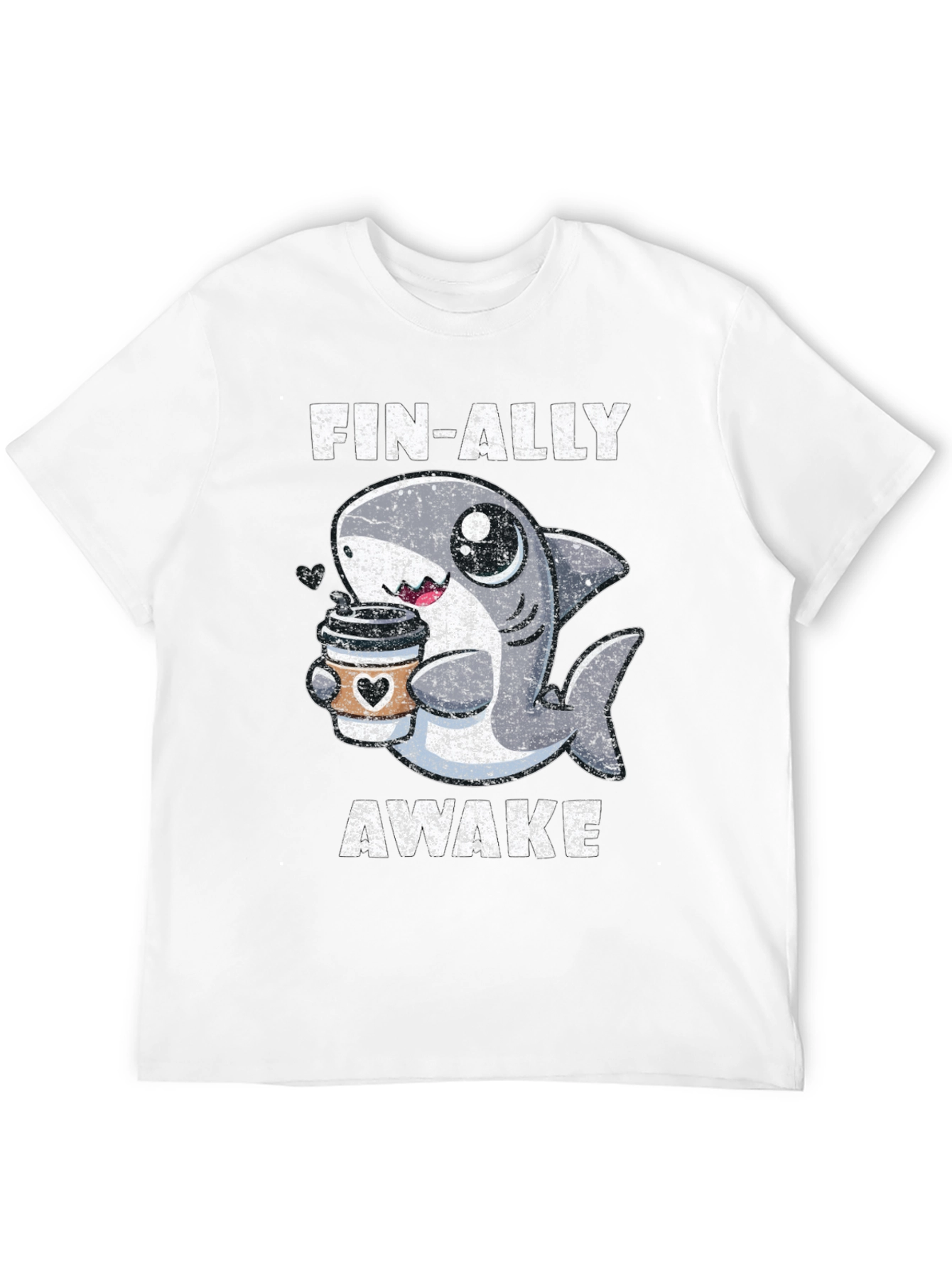 Fin-Ally Awake Shark Coffee T-Shirt
