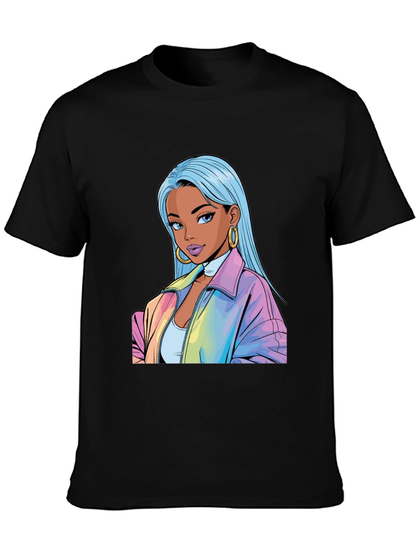 Anime Girl Graphic Black T-Shirt
