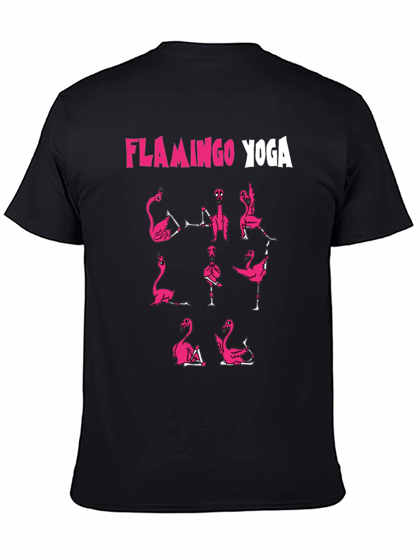 Flamingo Yoga Graphic T-Shirt - Black Cotton Tee