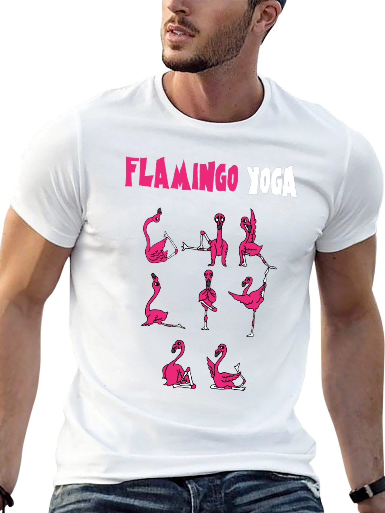 Flamingo Yoga Graphic T-Shirt - Black Cotton Tee
