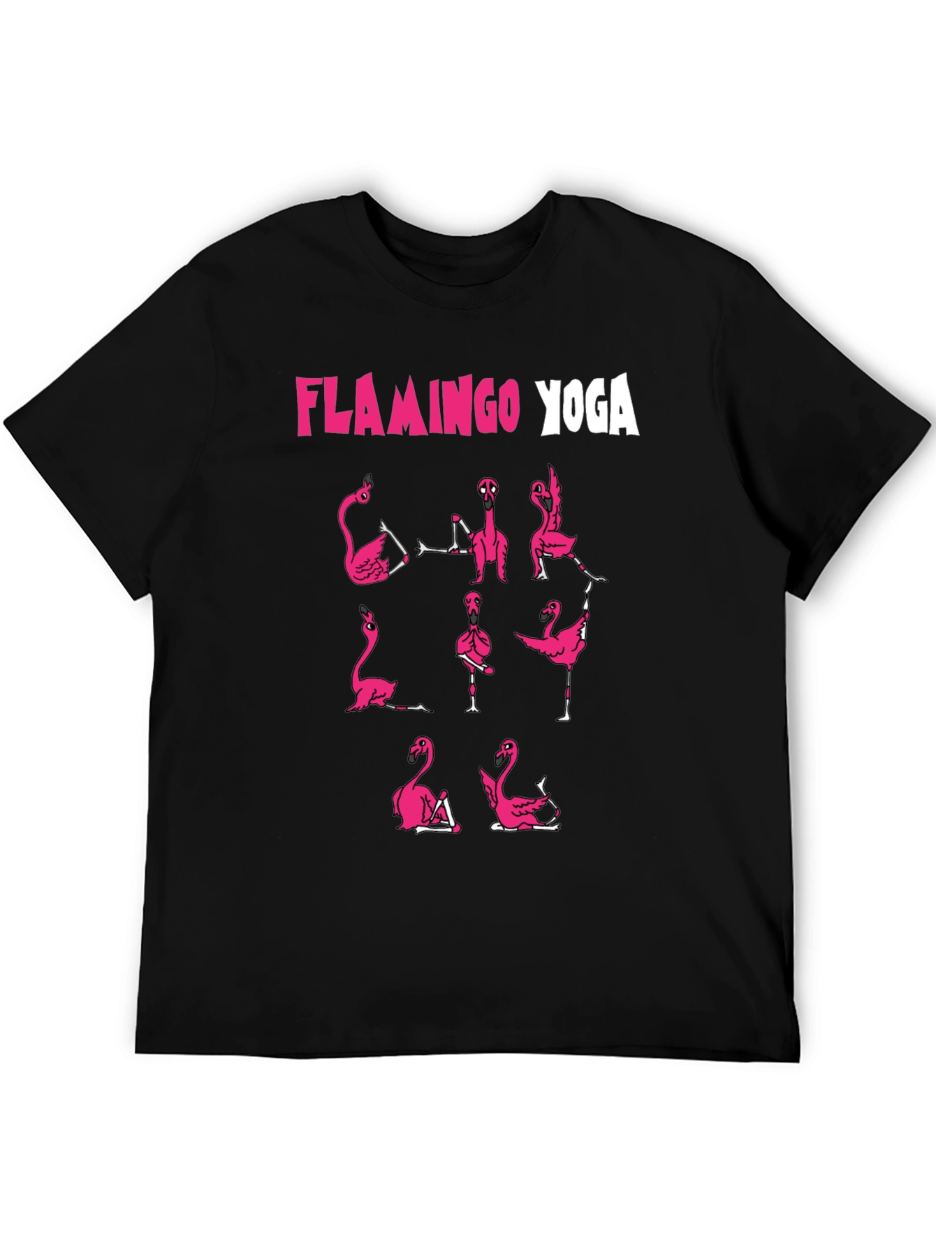 Flamingo Yoga Graphic T-Shirt - Black Cotton Tee