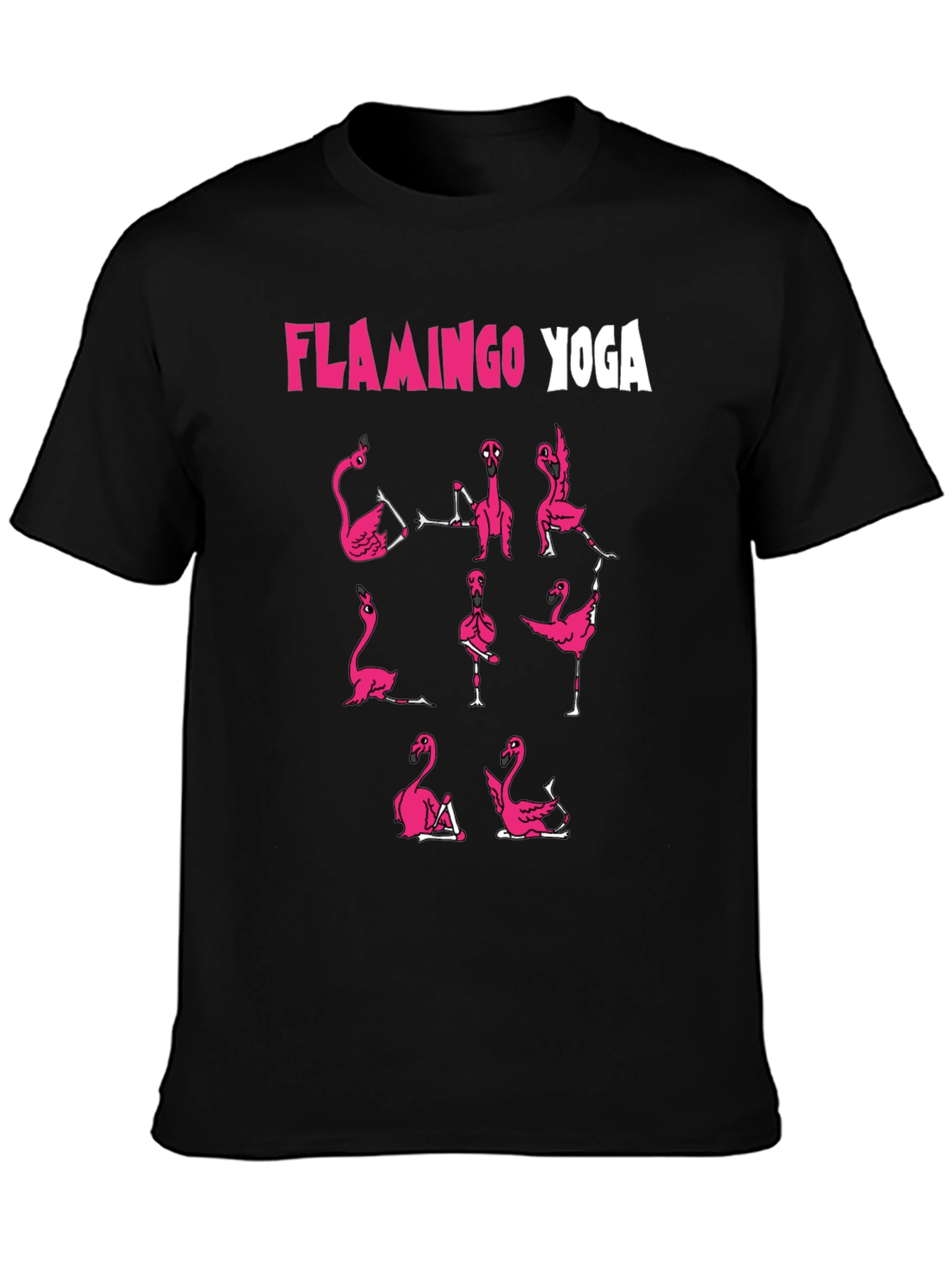 Flamingo Yoga Graphic T-Shirt - Black Cotton Tee