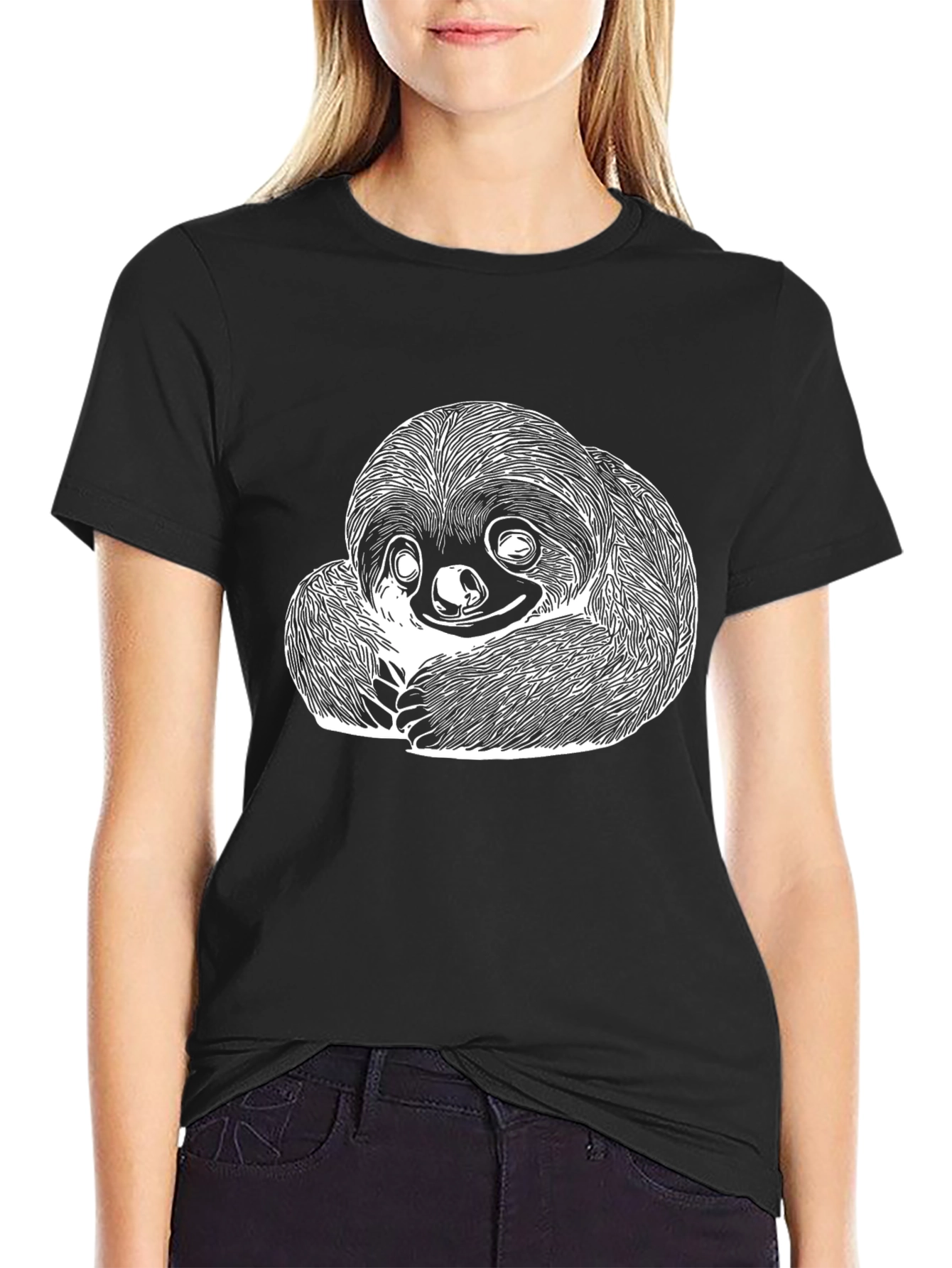 Sloth Graphic Tee - Soft Cotton Black T-Shirt