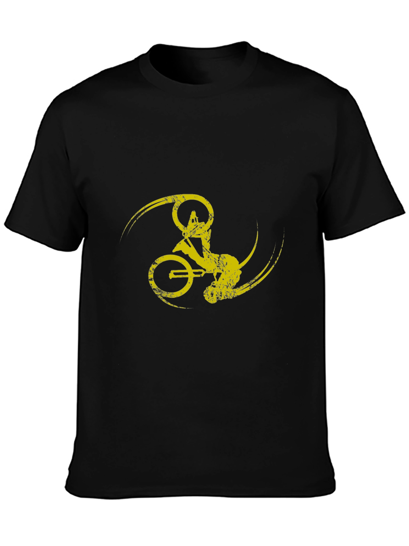 Black T-Shirt with Yellow Bike Design