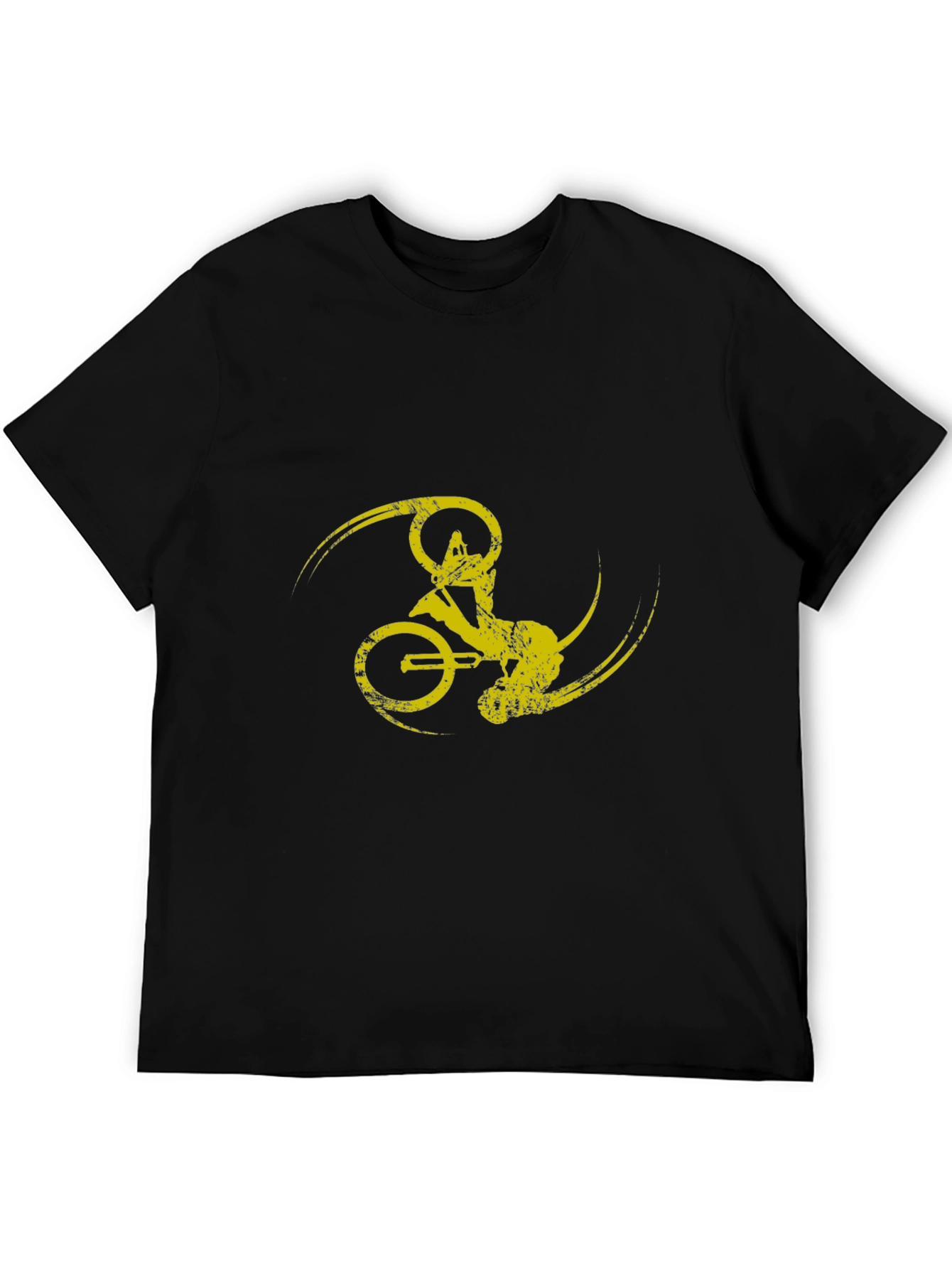 Black T-Shirt with Yellow Bike Design