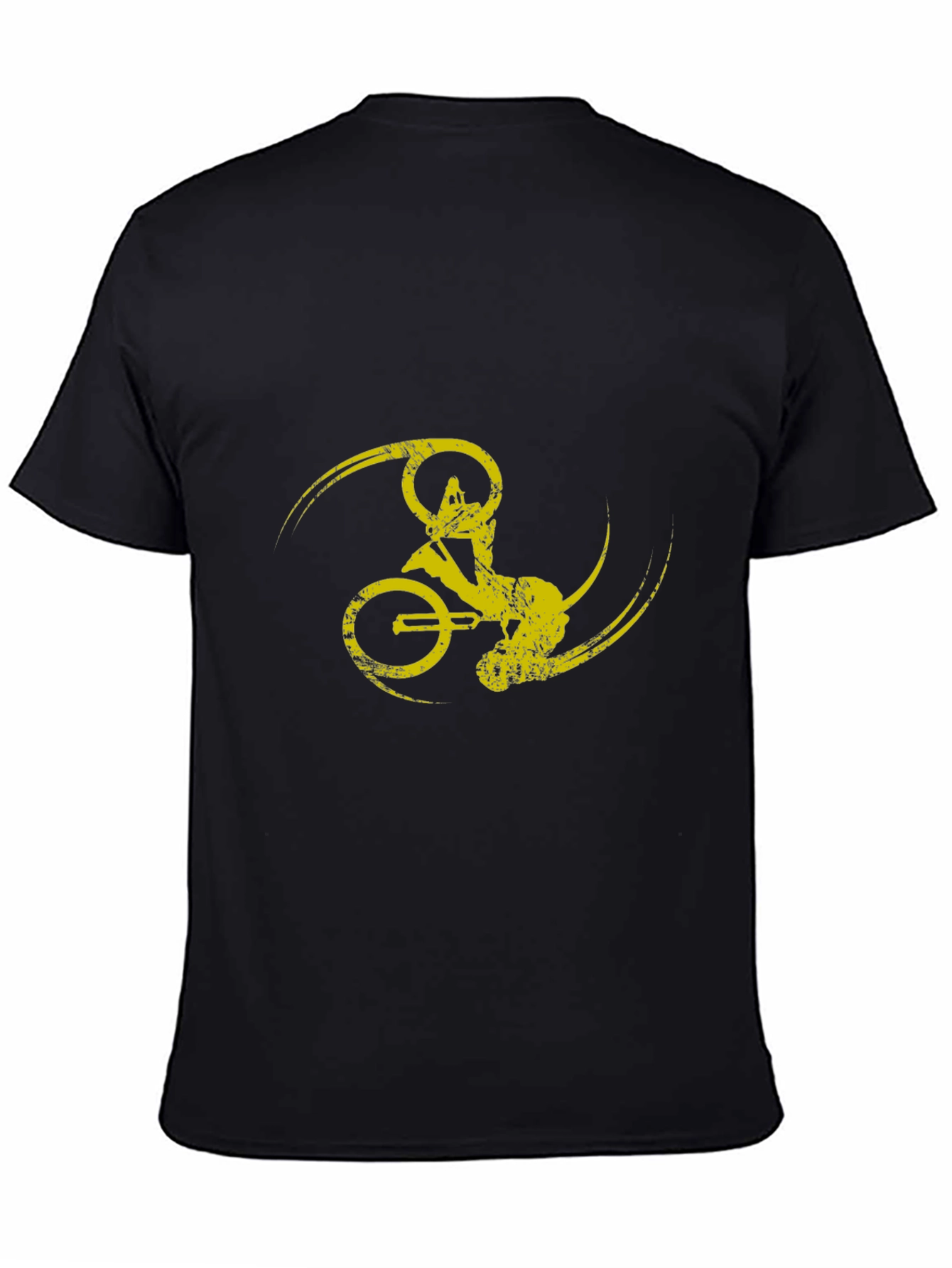 Black T-Shirt with Yellow Bike Design