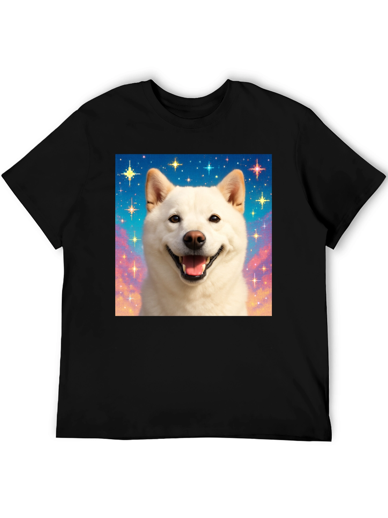 Shiba Inu Dog Starry Sky Graphic Tee - Black