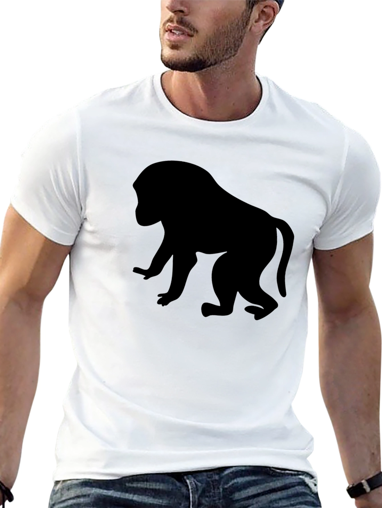 Monkey Silhouette Black T-Shirt