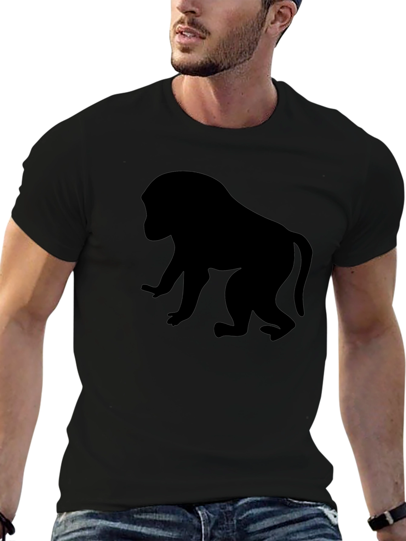Monkey Silhouette Black T-Shirt
