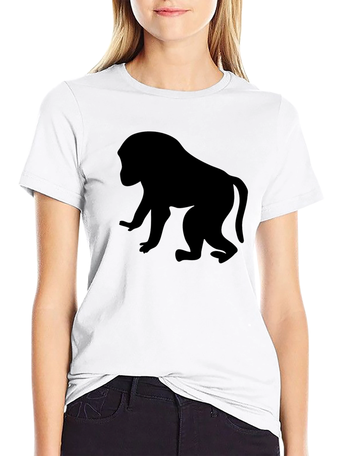 Monkey Silhouette Black T-Shirt