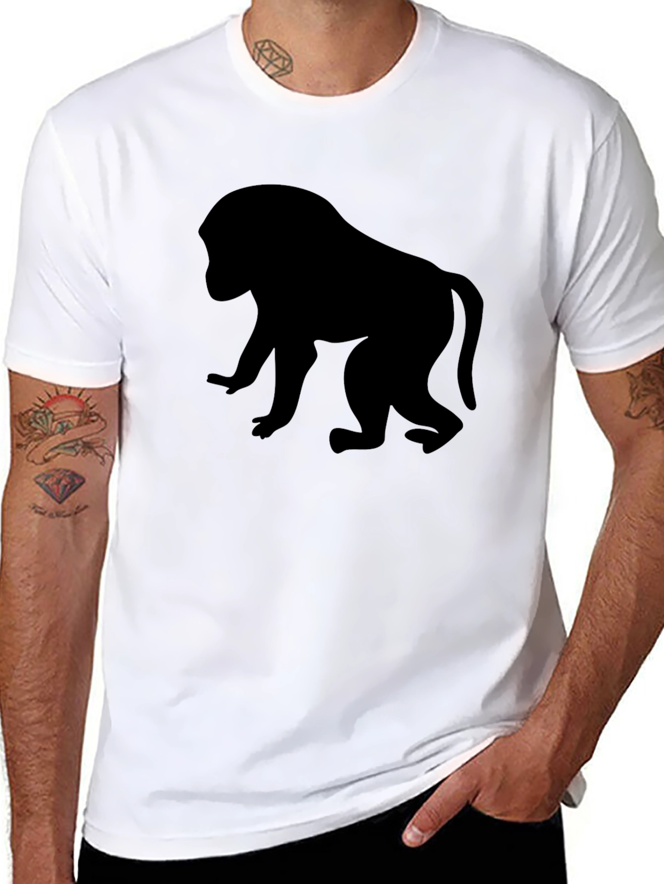 Monkey Silhouette Black T-Shirt
