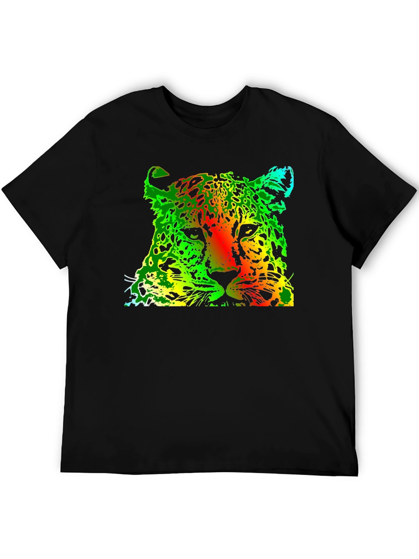 Rasta Leopard Graphic Print Black T-Shirt