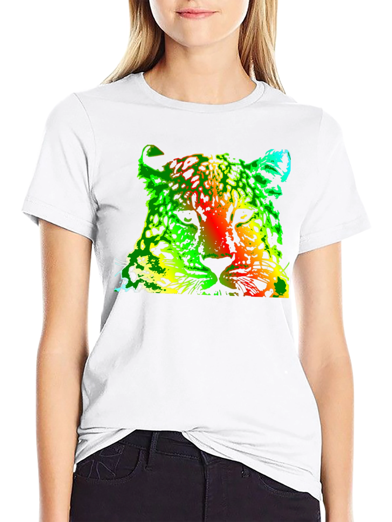 Rasta Leopard Graphic Print Black T-Shirt