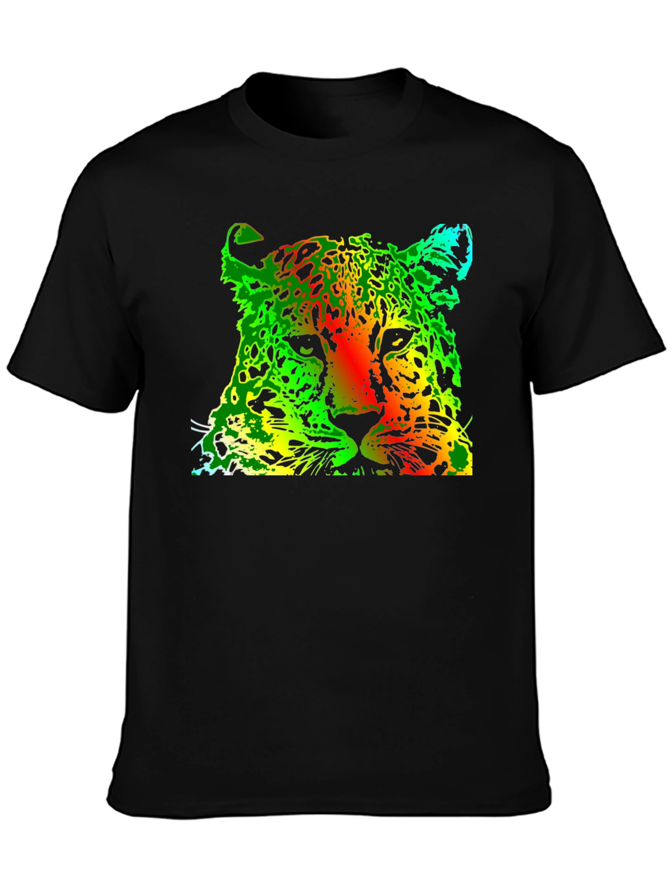 Rasta Leopard Graphic Print Black T-Shirt