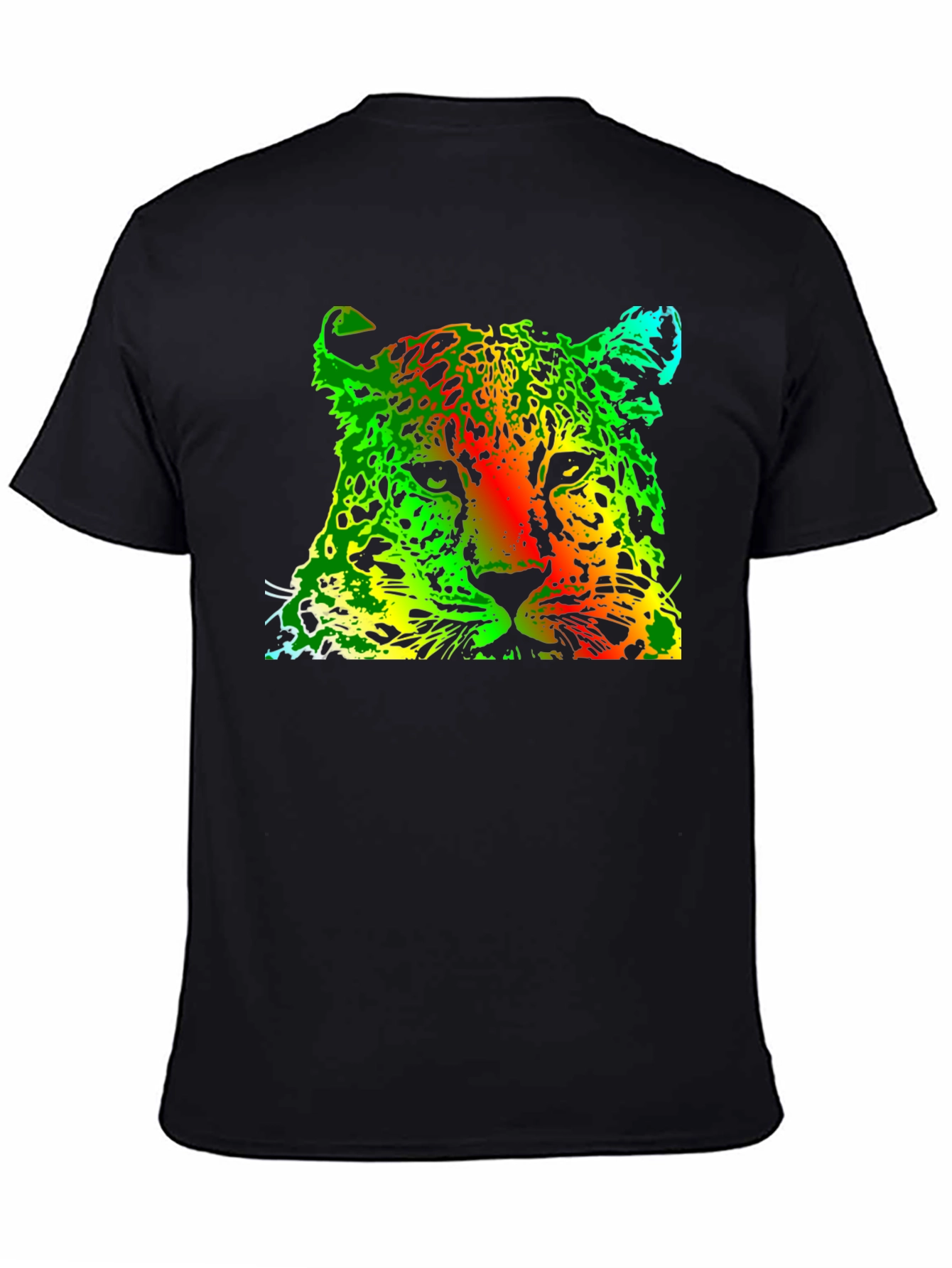 Rasta Leopard Graphic Print Black T-Shirt