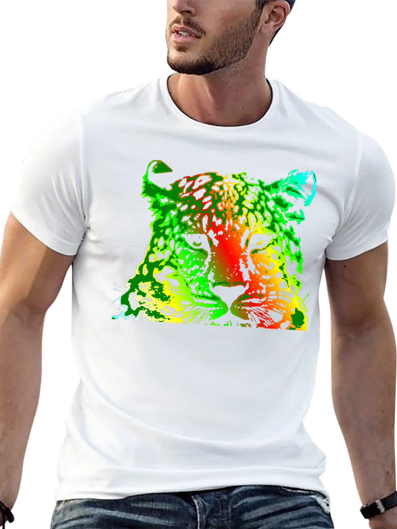 Rasta Leopard Graphic Print Black T-Shirt