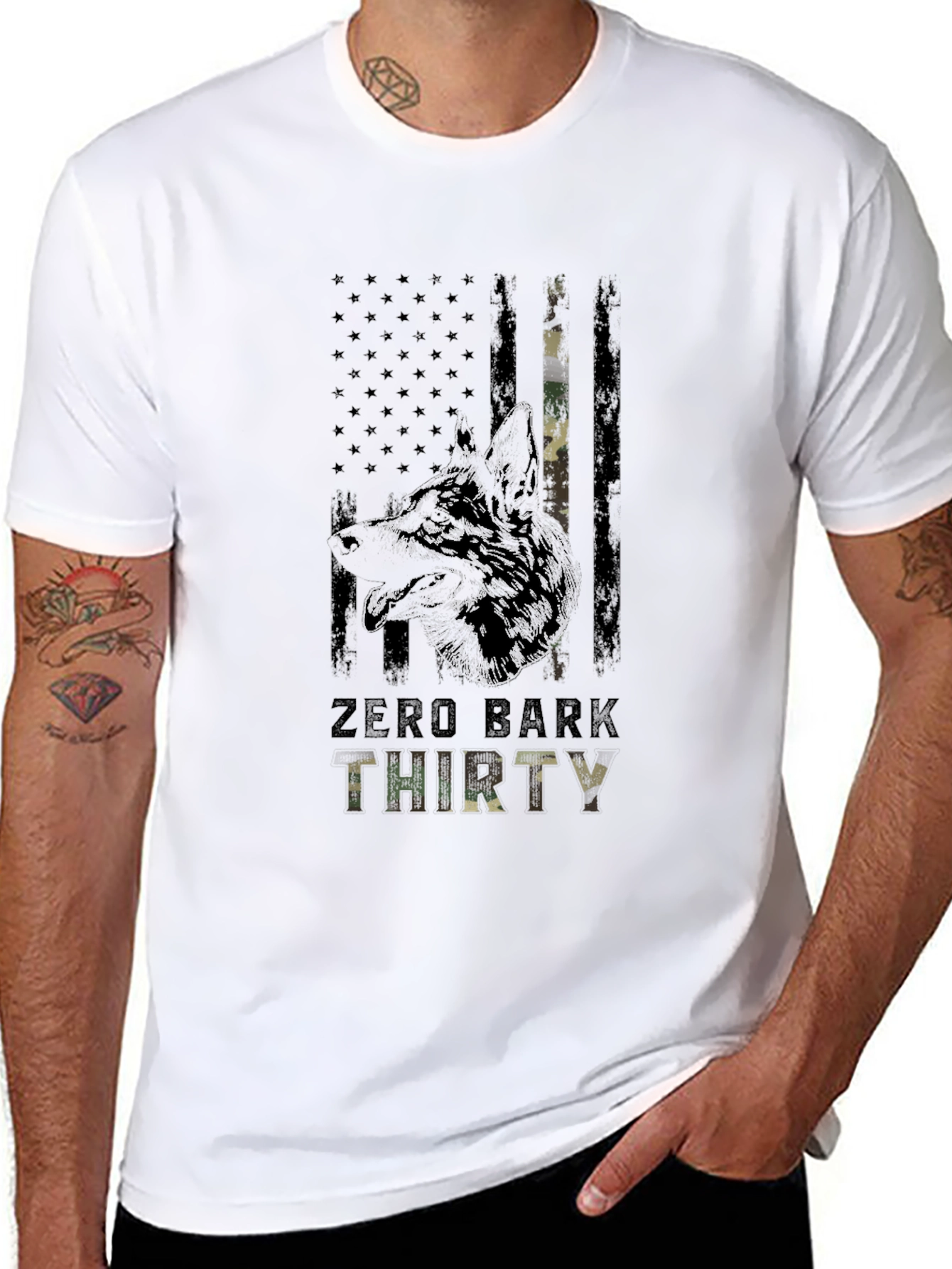 Zero Bark Thirty Camo Dog T-Shirt