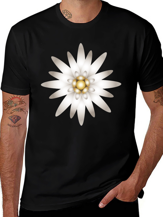 Edelweiss Flower Graphic T-Shirt - Black
