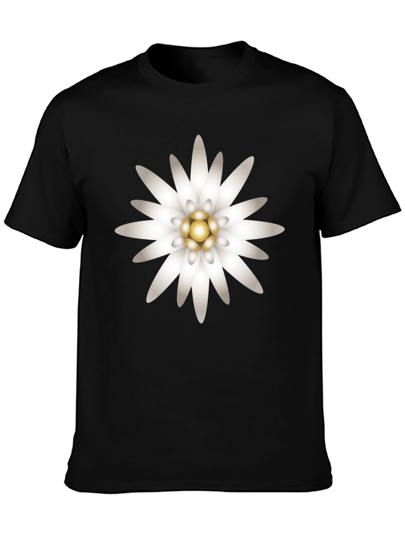 Edelweiss Flower Graphic T-Shirt - Black